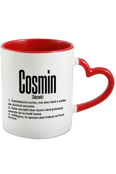 StoryGift Romania Mug With The Name Cosmin, With Funny Message, Curious, Sociable, Noisy, 330ml, Wax, With,STG.