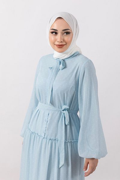 Stilife Rochie Lena din șifon cu buline Albastru