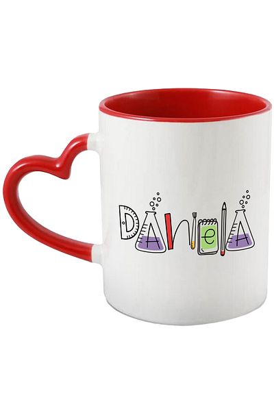 StoryGift Romania Mug With Name Daniela, School, Chemistry, Subjects, Algebra, Geometry, 330ml, Wax, With, STG.