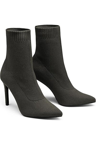 Dream Pairs Women's olive green knitted ankle boots with thin stiletto heel 13 cm, size 40, DREAM PAIRS