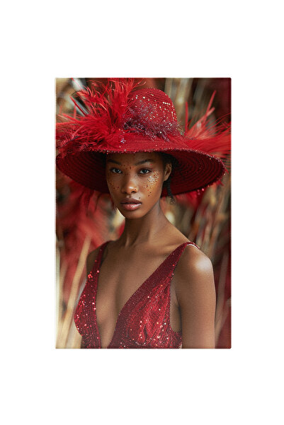 StoryGift Romania Tablou Canvas Din Epoca Trecută Doamna Împodobită Cu Pene P...