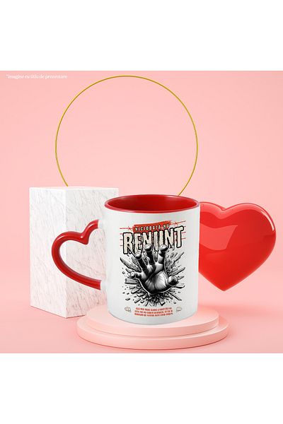 StoryGift Romania Never Give Up Mug - Motivational Message, 330ml, Ceramic with Heart Handle Ro, With, STG