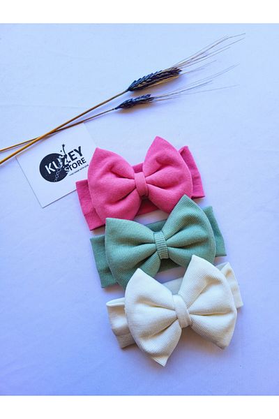 KUZEY STORE Baby Girl 0-3 Years Compatible 3-Piece Bandana Set |   Cotton and Elastic