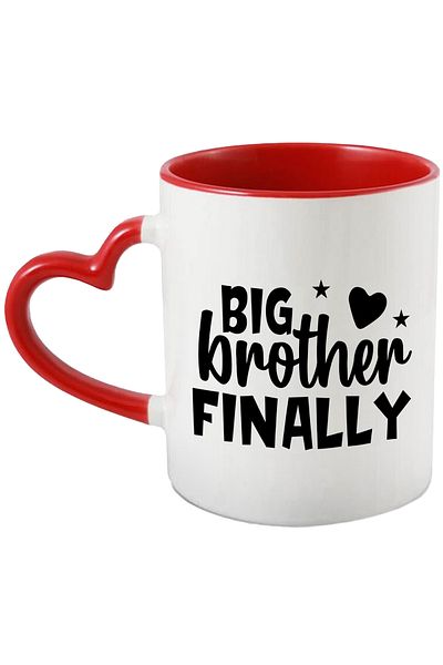 StoryGift Romania Mug with heart and stars with the text "Big brother finally" - finally brother, With, STG.