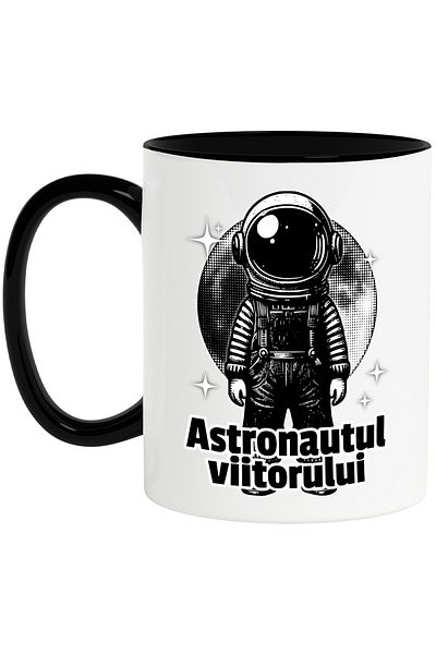 StoryGift Romania Astronaut Child Mug. _Astronaut of the Future_, 330ml, Ceramic with Black Handle, With Ma,STG