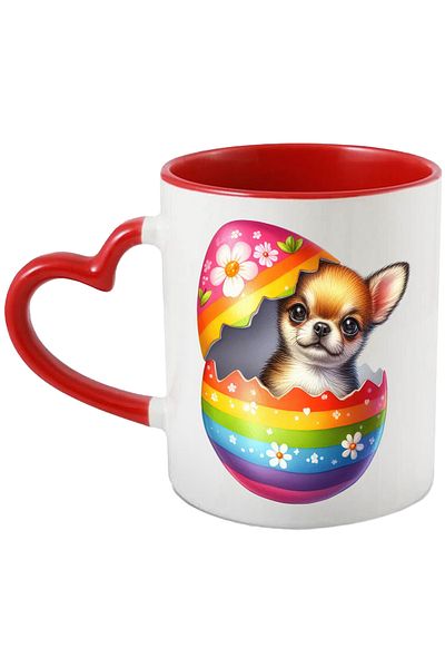 StoryGift Romania Mug with a puppy coming out of a broken egg | illustration | curious | cheerful | fer, Cu,STG.