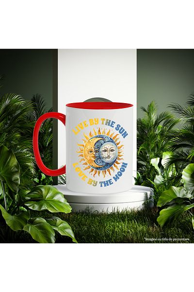 StoryGift Romania Mug with the message "Live by the sun, love by the moon", illustration, live, love, With, STG