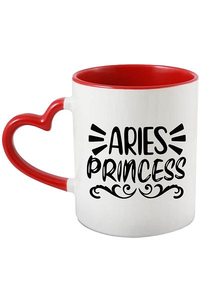 StoryGift Romania Mug with the zodiac sign Aries, illustration, zodiac sign, astrology, symbol, sign, princess with M, With, STG.