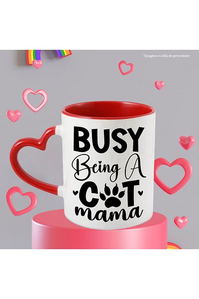 StoryGift Romania Heart mug for women who are busy being cat moms - anima, Cu,STG.