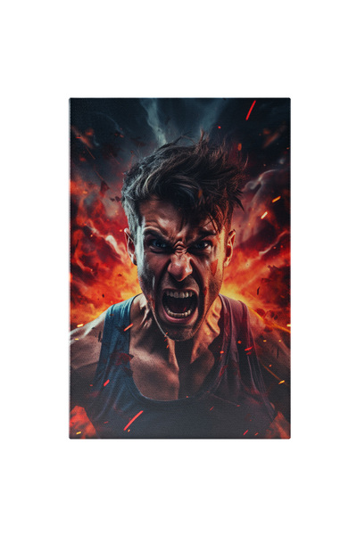 StoryGift Romania Tablou Canvas: Barbat Nervos Cu Tricou Albastru Si Explozie...