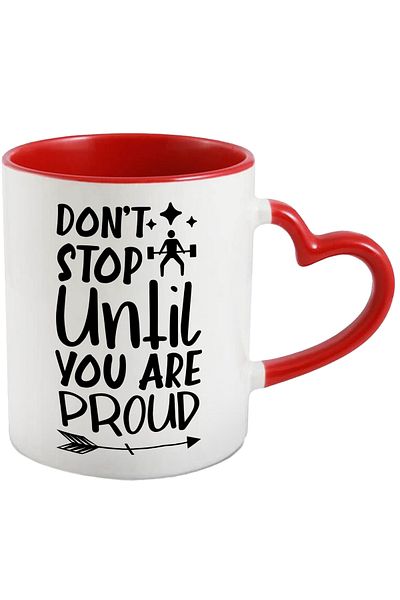 StoryGift Romania Mug with the message "Don't stop until you're proud" - ambition results with Man, Cu, STG.