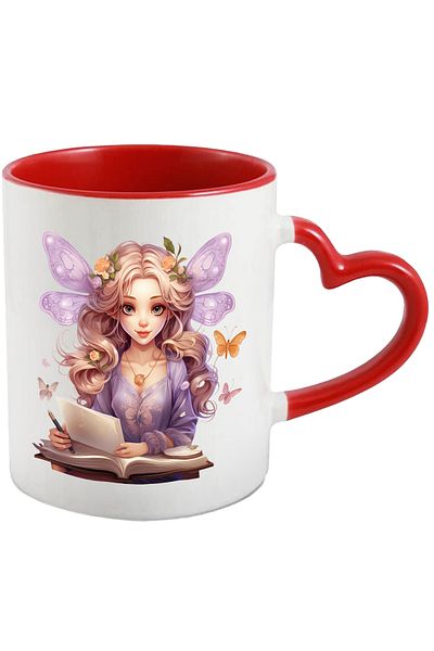 StoryGift Romania Mug with a cute little girl with butterfly wings | illustration | open book | sti, Cu,STG.