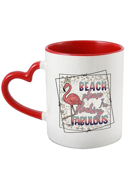 StoryGift Romania Mug with the message "Beach, please, I'm flocking fabulous", summer, vacation, relaxation,, With ,STG.