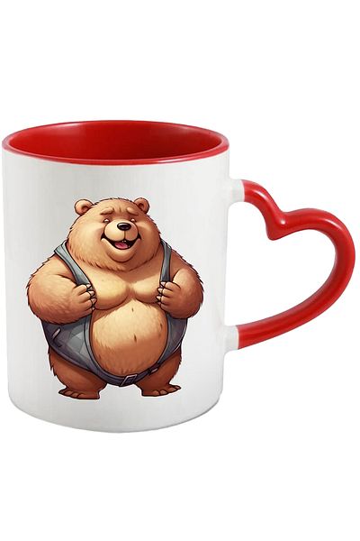 StoryGift Romania Mug with a very fat bear | illustration | obese | forest | wild animal | nature, With ,STG.