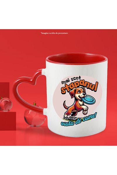 StoryGift Romania Mug I'll take the owner out for a walk, funny dog ​​life, 330ml, Ceramic with Handle in, With, STG.
