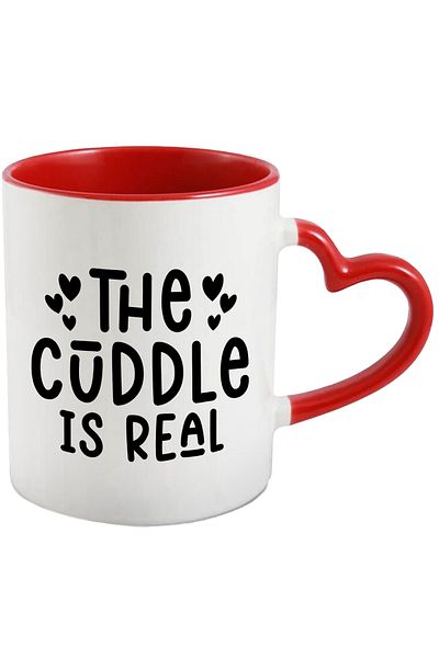 StoryGift Romania Mug with hearts and the text "The cuddle is real" - the hug is real with Handle, With, STG.
