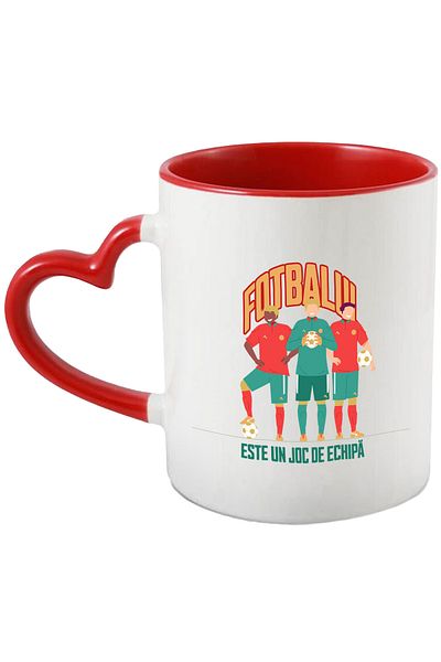 StoryGift Romania Three players cup football is a team game, 330ml, Ceramic with Ini Handle, With,STG.