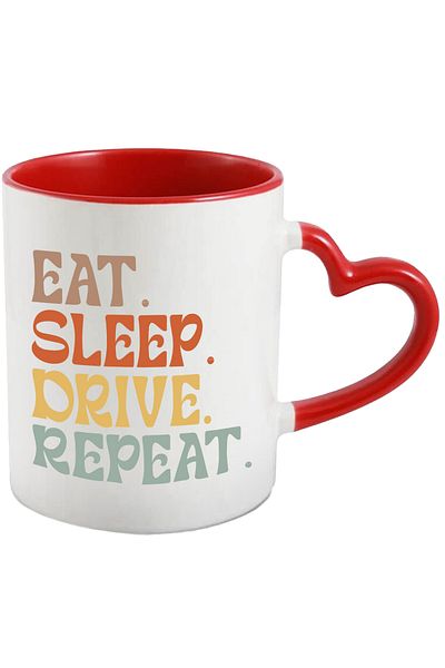 StoryGift Romania Mug with the message "Eat. Sleep. Drive. Repeat." - eat sleep drive repeat with Man, With, STG.