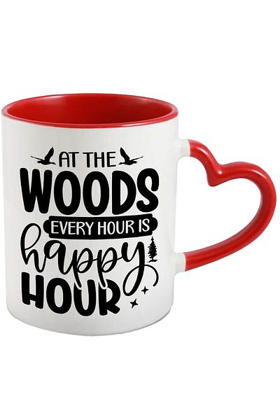 StoryGift Romania Mug with birds and the message "In the forest, any hour is a happy hour" with Ini Handle, Cu, STG.