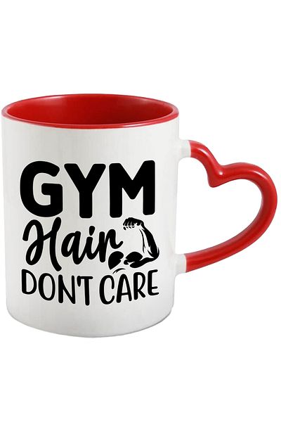 StoryGift Romania Mug for fitness enthusiasts with the text in English "Gym hair don't care" - n, Cu,STG.