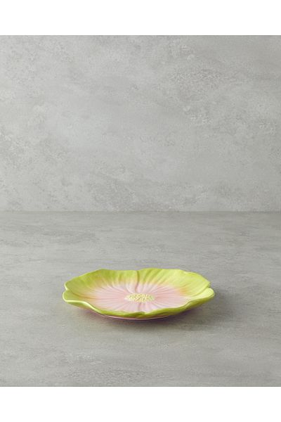 English Home Flowerella Dolomite Pasta Plate 21 cm Green-Pink