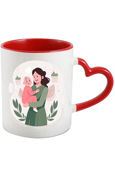StoryGift Romania Mug With Mom, Baby, Child, Parent, Plants, Multicolor 330 ml, Ceramic with Ma, With, STG.