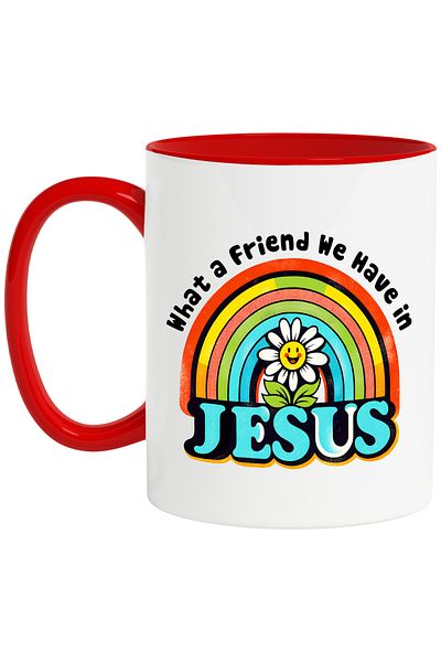 StoryGift Romania Mug with the message "What a friend we have in Jesus", religion, illustration, faith,, With ,STG.