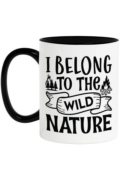 StoryGift Romania Mug with campfire and fir trees with the message "I belong to the wild nature" - nature, With,STG.