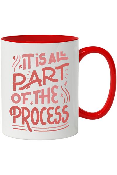 StoryGift Romania Mug With Message In English It Is All Part Of The Process, Flowers, Multicolor 330 ml, With ,STG .
