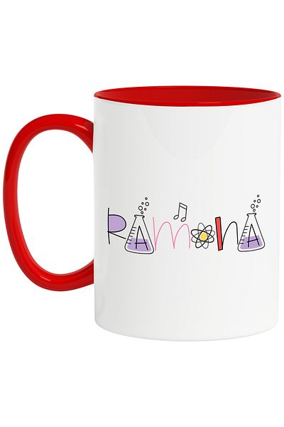 StoryGift Romania Mug With Name Ramona, School, Chemistry, Materials, Algebra, Geometry, 330ml, Ceram, With, STG.