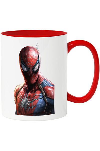 StoryGift Romania Realistic Superhero Portrait Mug, Spiderman, Custom of Classic Spiderman, Marvel, With,STG.