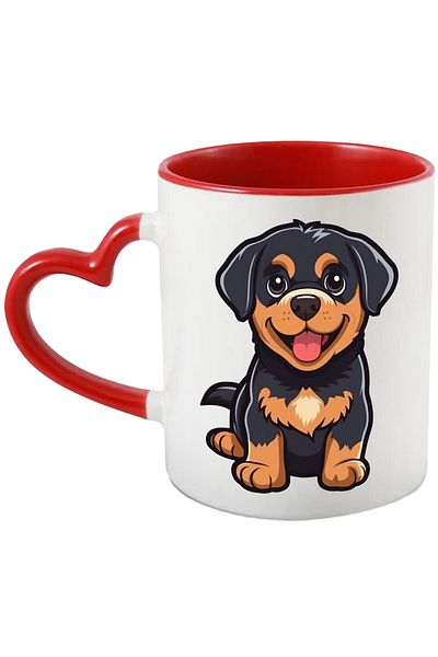 StoryGift Romania Mug With Puppy, Chicken, Cartoon Lovers, Rottweiler, Multicolor 330 ml, C, With,STG.