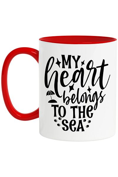 StoryGift Romania Mug with the message "My heart belongs to the sea" - my heart belongs to the sea beach, With ,STG.