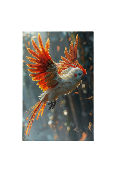 StoryGift Romania Tablou Canvas: Papagal Exotic În Zbor Cu Pene Albe Și Roșii...