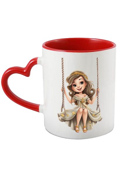 StoryGift Romania Mug with a beautiful princess | illustration | swinging | childhood | dress, With ,STG.