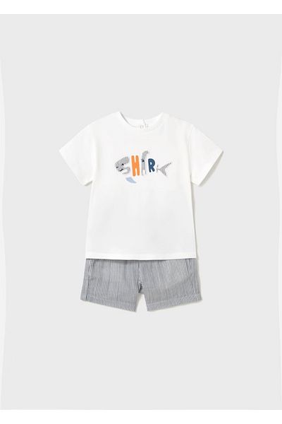MAYORAL Shark Pattern Shorts -T-Shirt Set