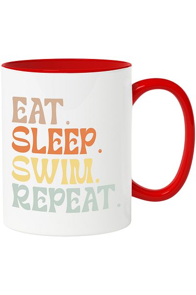 StoryGift Romania Mug with the text "Eat. Sleep. Swim. Repeat." - eat sleep swim repeat with Mane, Cu,STG.