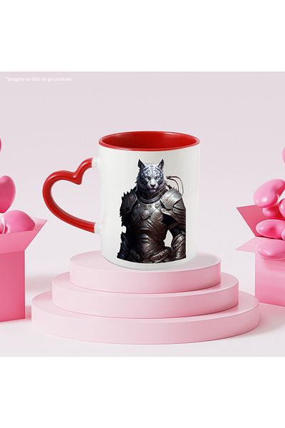 StoryGift Romania Warrior Cat Portrait Mug, Custom Metal Robot, Fierce Cat, A, With, STG.