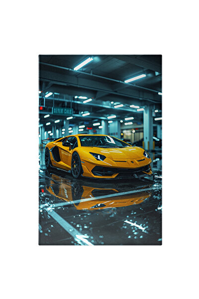 StoryGift Romania Tablou Canvas Lamborghini Clasic Galben În Parcarea Subtera...