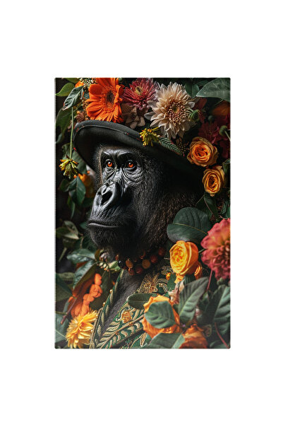 StoryGift Romania Tablou Canvas Maimuță Camuflată Printre Flori - Flori Multi...