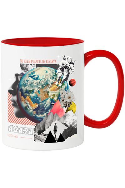StoryGift Romania We don't have a planet to save the earth from pollution Mug, 330ml, Ceramic with Red Handle, With Ma,STG.