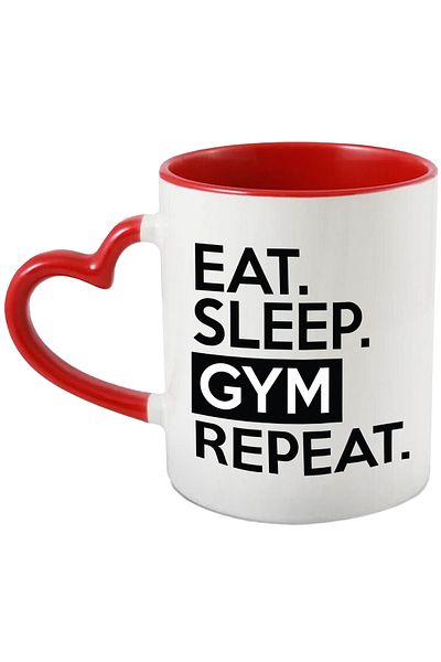 StoryGift Romania Mug for those who maintain their figure with the message "Eat. Sleep. Gym. Repeat" with , With ,STG.
