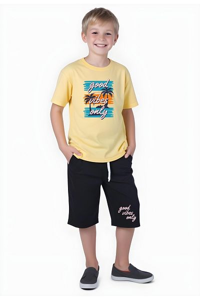 FYK KİDS Boy's Summer Good Vibes Only Printed Bottom Suit