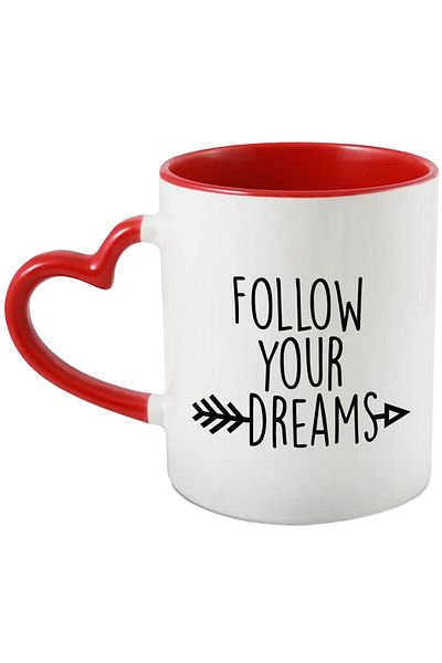 StoryGift Romania Mug With An Arrow And The Message "Follow Your Dreams" - Follow Your Dreams With Handle, With ,stg