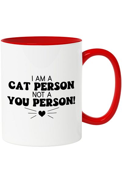 StoryGift Romania Mug for those who love cats and who put them first with Red Handle, With M,STG.