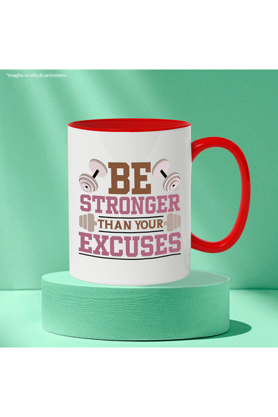 StoryGift Romania Mug with weights and the message "Be stronger than your excuses" - ambition stinks, With ,STG.
