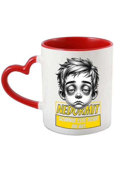 StoryGift Romania Mug Unsleeping - sleep is just a myth, 330ml, Ceramic with Red Heart Handle, With Handle, STG.