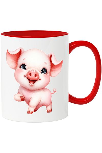 StoryGift Romania Mug with a pink pig | illustration | happiness | playful | childhood | animal, With,STG.