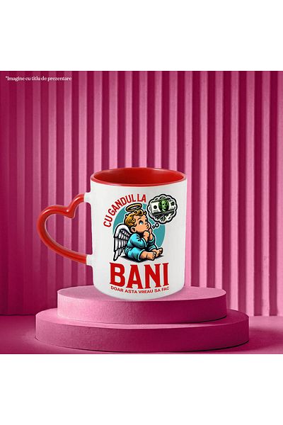 StoryGift Romania Cana Cu Inger Cu Coroana Gandidu-se La Bancnote Bani, Text Cu Gandul La Bani Doa, Cu ,stg