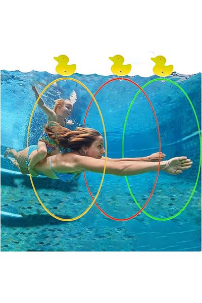 Aidehuakeji Set of 3 diving rings, 80 cm diameter, multi-colored, Aidehuakeji